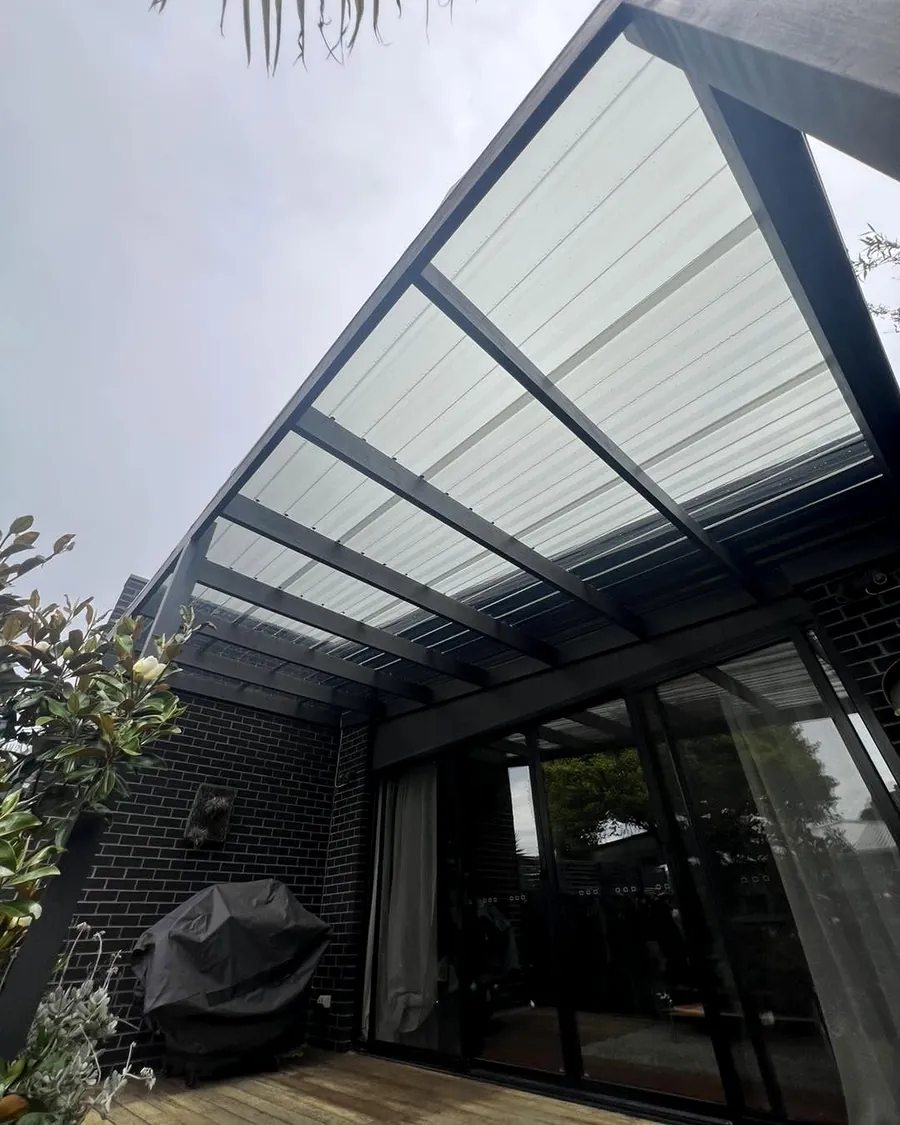 Tinted Trimdek polycarbonate pergola roof in Mordialloc